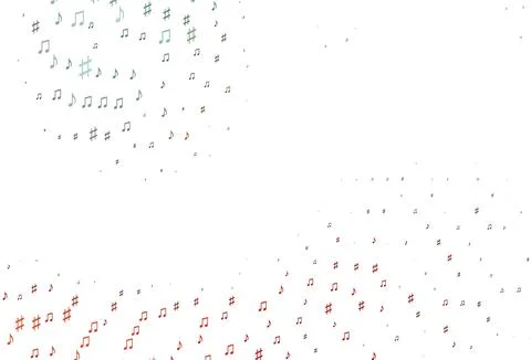 Light Green, Red vector pattern with music elements. 스톡 일러스트