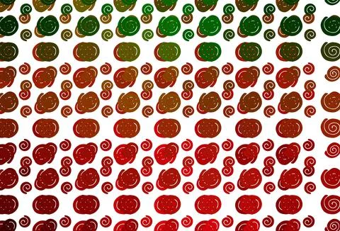 Light Green, Red vector pattern with curved circles. Stock Illustration