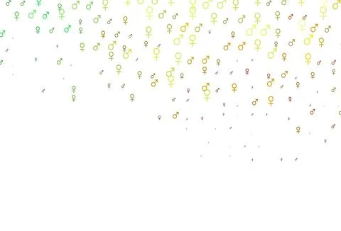 Light green, red vector pattern with gender elements. Illustrazione stock