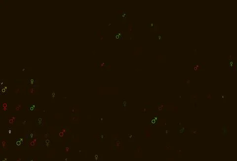 Light green, red vector pattern with gender elements. Illustrazione stock