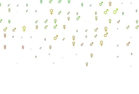 Light green, red vector pattern with gender elements. 스톡 일러스트