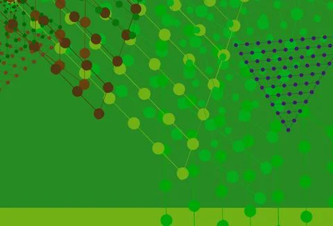 Light Green, Red vector pattern with polygonal style with circles. Stock Illustration