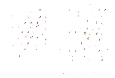 Light green, red vector template with man, woman symbols. Stock Illustration