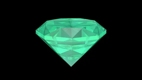 Light green ruby ​​diamond spinning on black background. Stock Footage 311528411