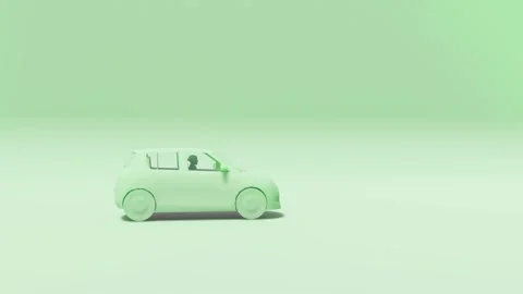 Light Green SUV Stylized Render on Pale Studio Background Stock Footage 312998349