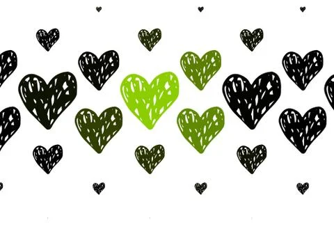 Light Green vector background with hearts. Stock Illustration