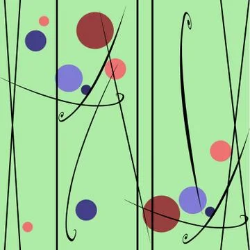 Light green vector background with red and blue circles and thin black lines Stock Illustration