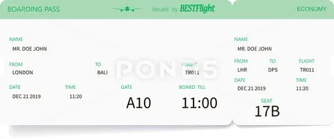 Light green vector pattern of boarding pass ticket Stock Illustration
