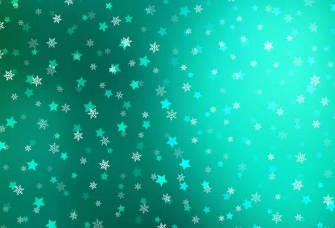 Light Green vector pattern with christmas snowflakes, stars. 库存插图