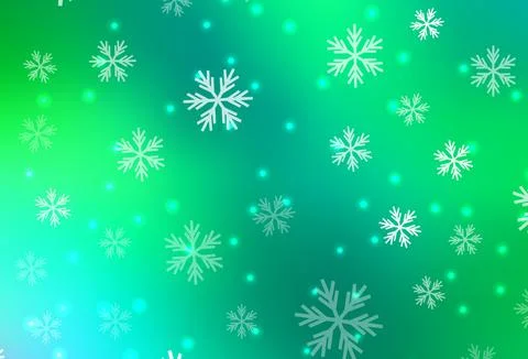 Light Green vector pattern with christmas snowflakes, stars. Stock Illustration