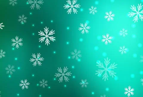 Light Green vector pattern with christmas snowflakes, stars. Stock Illustration