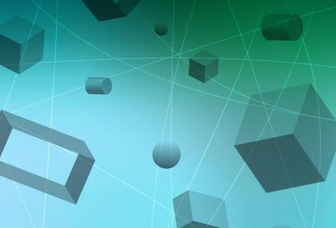 Light Green vector template with 3D cubes, cylinders, spheres, rectangles. イラスト素材