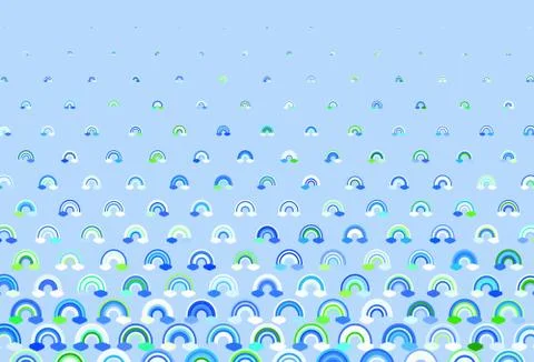 Light Green vector texture with rainbows, clouds. Illustrazione stock