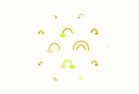 Light Green, Yellow vector backdrop with rainbows, clouds. Stock Illustration