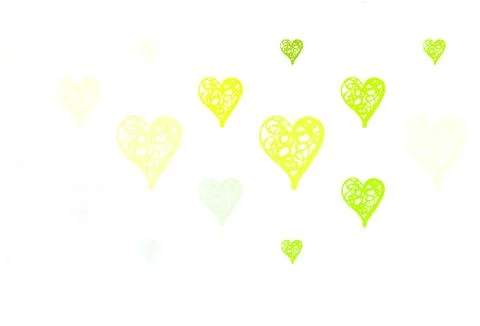 Light Green, Yellow vector backdrop with sweet hearts. Stock Illustration