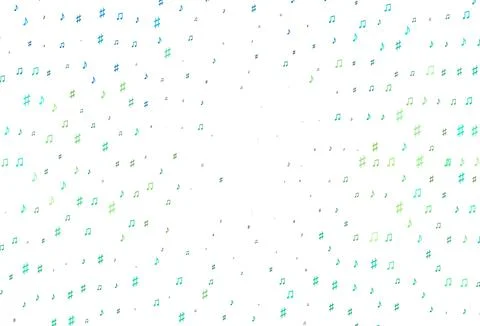 Light Green, Yellow vector backdrop with music notes. Stock Illustration