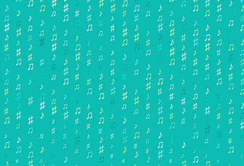 Light Green, Yellow vector background with music symbols. Illustrazione stock