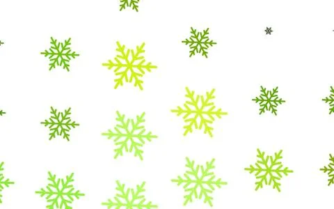Light Green, Yellow vector background with beautiful snowflakes, stars. Stock Illustration