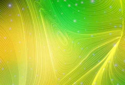 Light Green, Yellow vector background with spots, curve lines. Stock Illustration