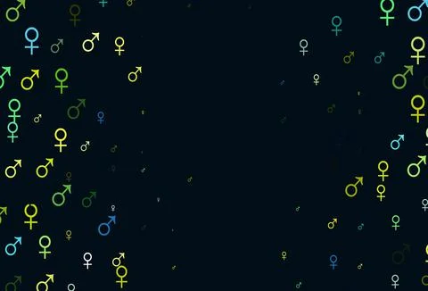 Light green, yellow vector background with gender symbols. Stock Illustration