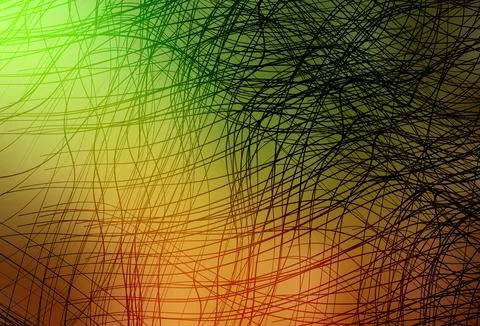 Light Green, Yellow vector background with curved lines. Stock Illustration