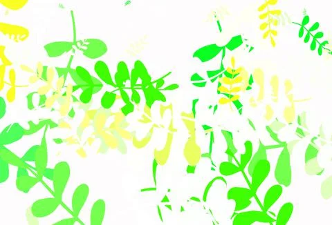 Light Green, Yellow vector doodle pattern with leaves. Stock Illustration