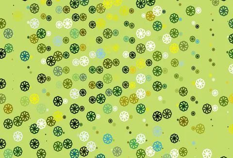 Light Green, Yellow vector layout with bright snowflakes. Stock Illustration