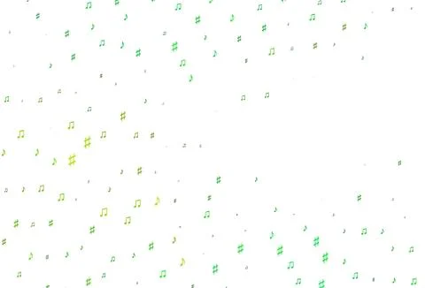 Light Green, Yellow vector pattern with music elements. Stock Illustration