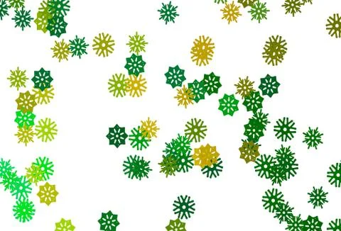 Light Green, Yellow vector pattern with christmas snowflakes. 库存插图