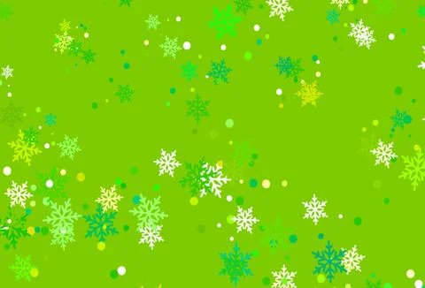 Light Green, Yellow vector pattern with christmas snowflakes. 스톡 일러스트