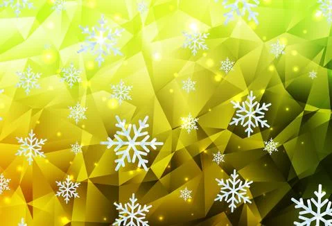Light Green, Yellow vector pattern with christmas snowflakes, stars. Stock Illustration