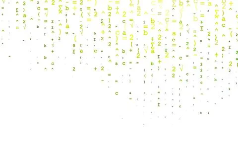 Light Green, Yellow vector pattern with arithmetic signs. Stock Illustration