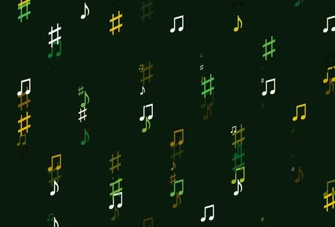 Light Green, Yellow vector pattern with music elements. Illustrazione stock