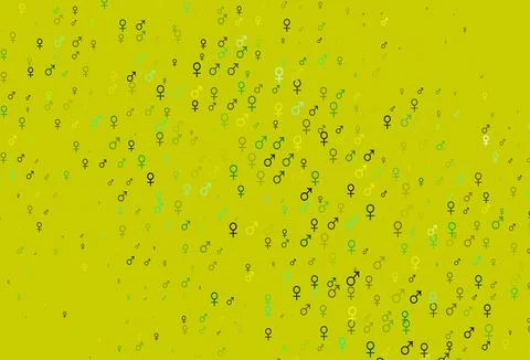 Light green, yellow vector pattern with gender elements. Illustrazione stock