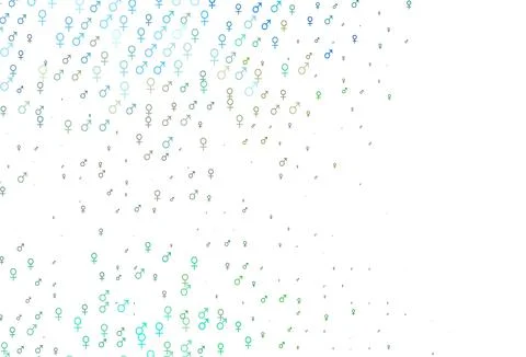 Light green, yellow vector pattern with gender elements. イラスト素材