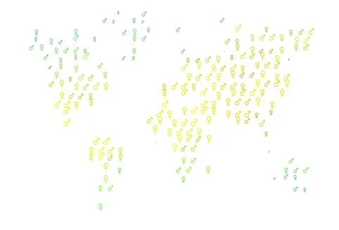 Light green, yellow vector pattern with gender elements. イラスト素材