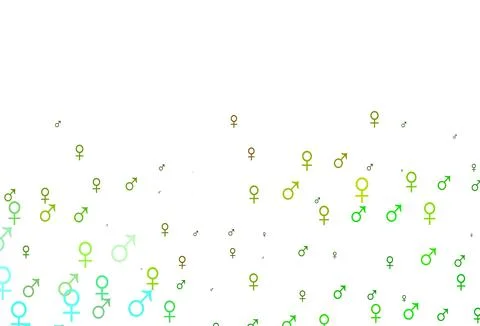 Light green, yellow vector pattern with gender elements. Stock Illustration