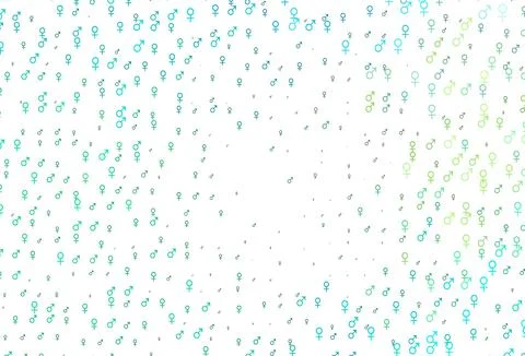 Light green, yellow vector pattern with gender elements. Stock Illustration