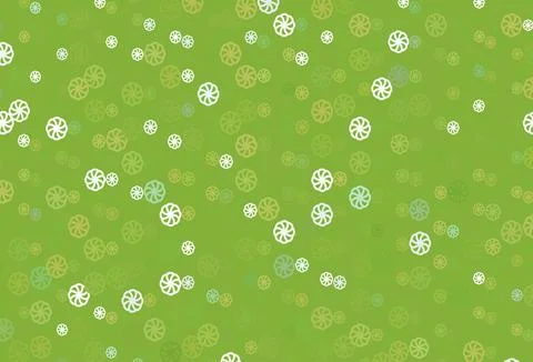 Light Green, Yellow vector pattern with christmas snowflakes. Stock Illustration