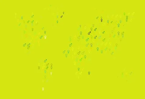 Light green, yellow vector pattern with gender elements. イラスト素材