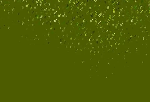 Light green, yellow vector pattern with gender elements. Stock Illustration