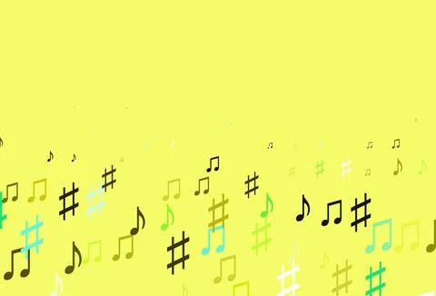 Light Green, Yellow vector pattern with music elements. Stock Illustration