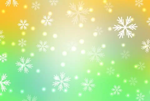 Light Green, Yellow vector pattern with christmas snowflakes, stars. Stock Illustration