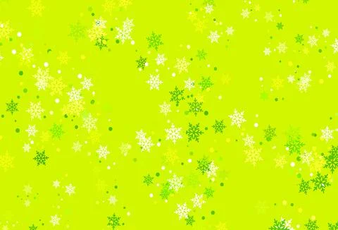Light Green, Yellow vector pattern with christmas snowflakes. Stock Illustration