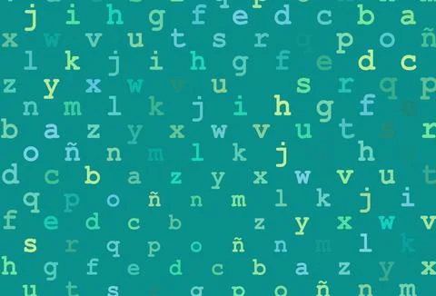 Light green, yellow vector pattern with ABC symbols. Illustrazione stock