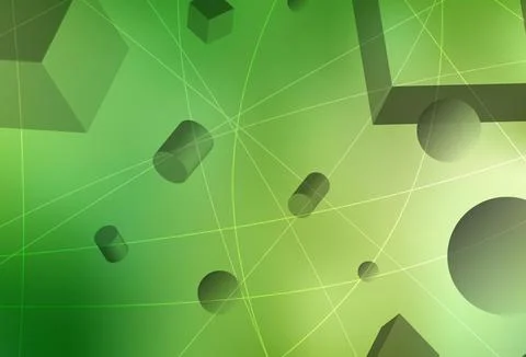 Light Green, Yellow vector pattern with 3D cubes, cylinders, spheres, rectang イラスト素材