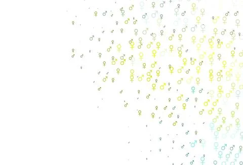 Light green, yellow vector pattern with gender elements. Stock Illustration