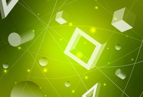 Light Green, Yellow vector pattern with polygonal style with circles. Stock Illustration