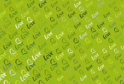 Light Green, Yellow vector template with doodle hearts. Stock Illustration