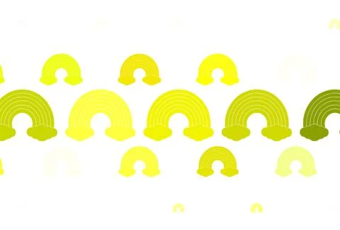 Light Green, Yellow vector texture with rainbows, clouds. Illustrazione stock